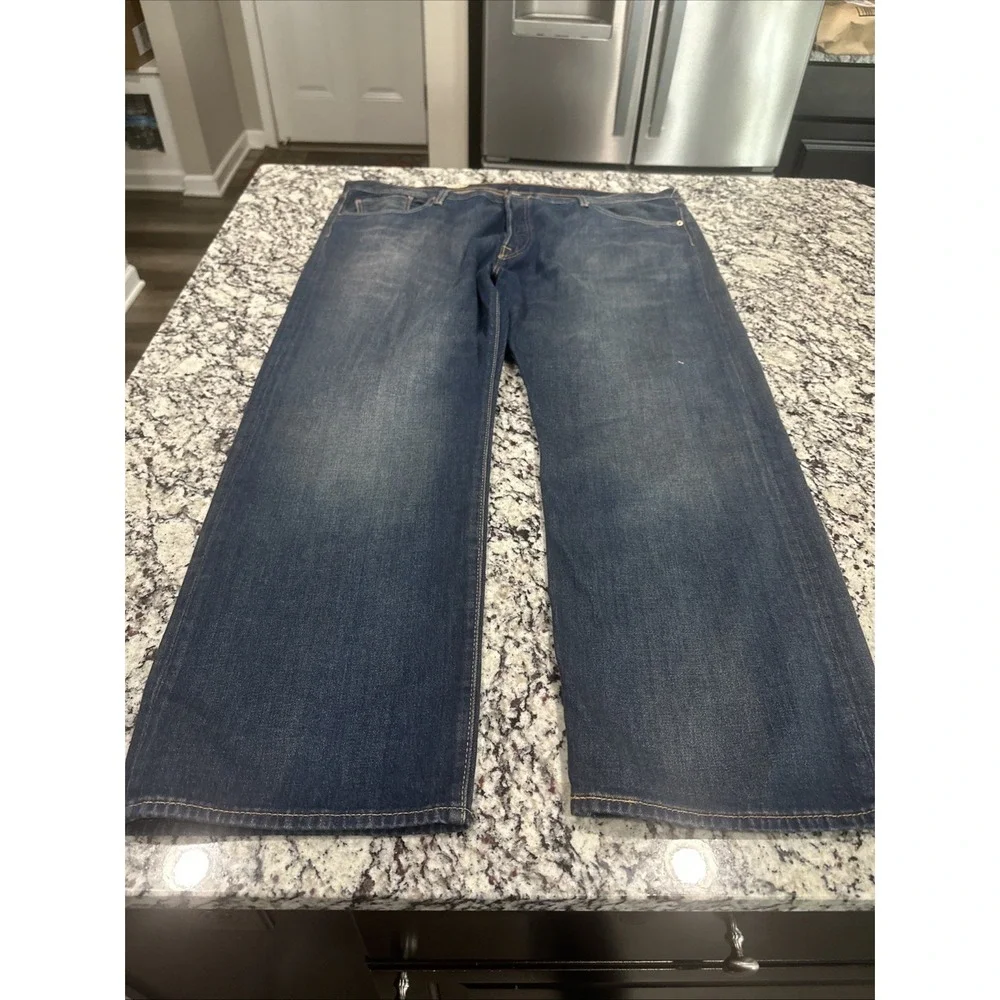 New Levi's 501 Original Button Fly Straight Jeans 46x32 Mens Grunge Look Stretch